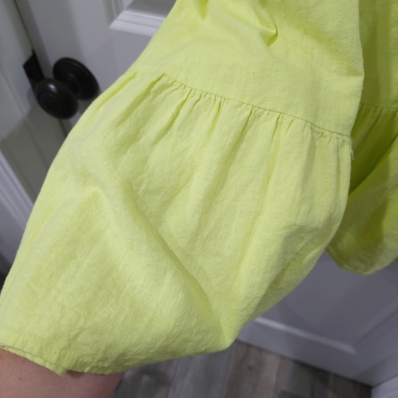 NEW YORK & COMPANY Linen Blend Strappy Lemon Yellow Mini Dress, Size XL - Picture 5 of 13